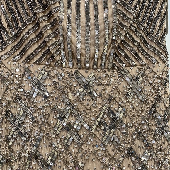 Adrianna Papell cap Sleeves beaded long gown - Picture 6 of 12